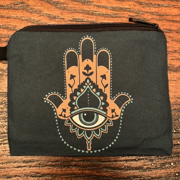 NEW Dark Green and Orange Palm Evil Eye Miniature Bag / Coin Purse - Picture 2 of 4